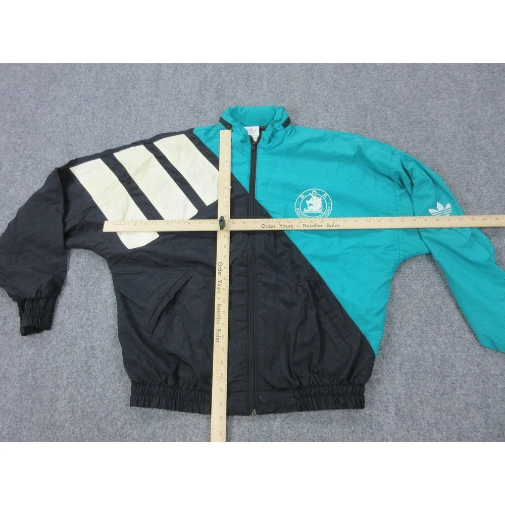 Vintage Boston Marathon Jacket Mens Large‎ Teal Black Running Adidas USA BAA 90s